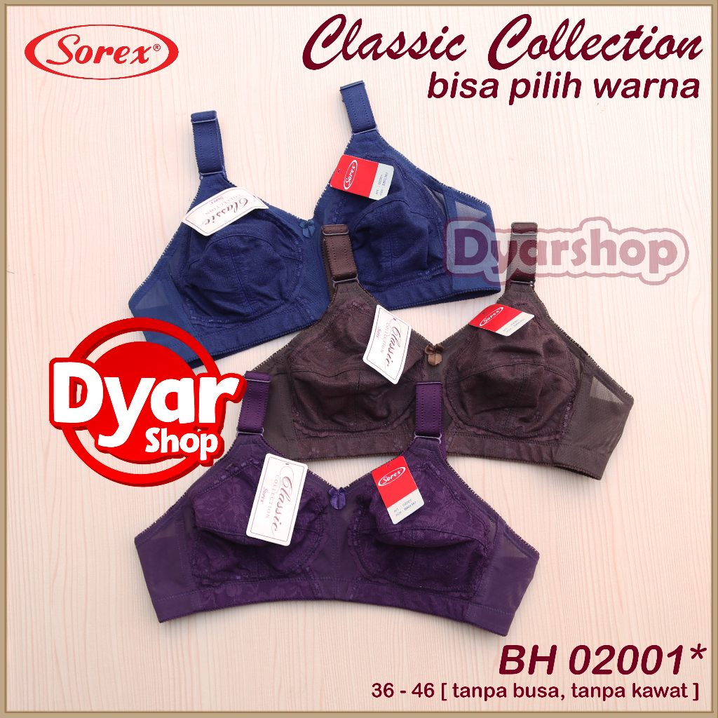 BH Sorex 02001 Bra Brukat Sister Tanpa Busa Tanpa Kawat Kait 3 Setara Cup B-C - Dyarshop
