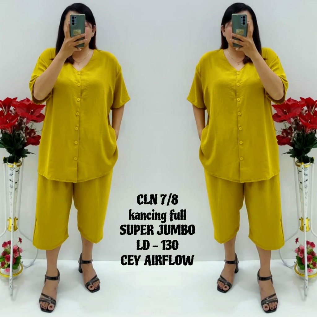 CNC - Stelan Viral Wanita Dewasa Terbaru/Stelan Celana 7/8 5XL Cringkel Cey Airflow Model 018 Dan 001