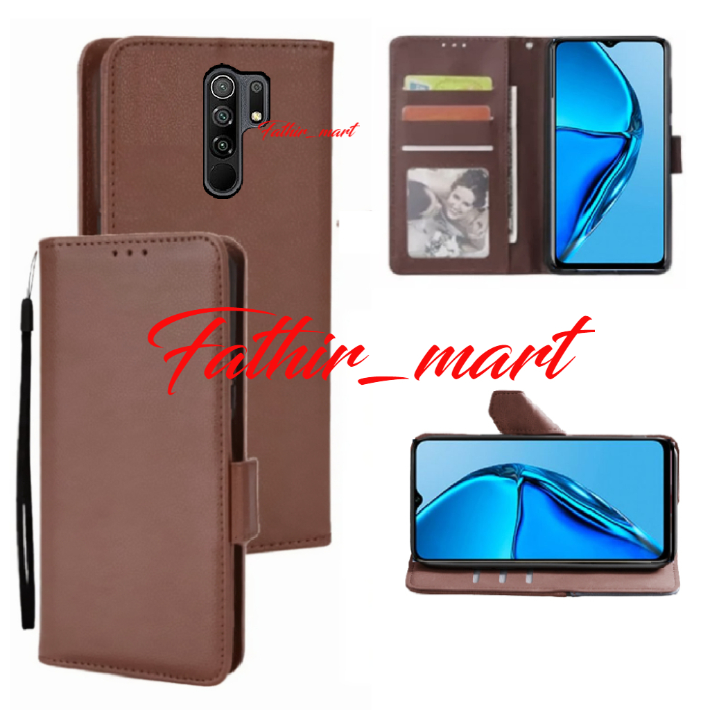 Csae Dompet Hp XIAOMI REDMI 9 Hard case Leather Flip case Cover Kulit Casing Dompet hp