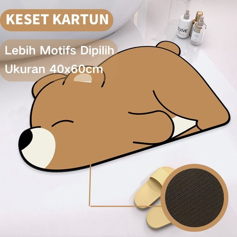 TERMURAH Keset Motif Karakter lucu diatomite ukuran 40x60cm keset anti slip anti bau kamar mandi-BISA COD