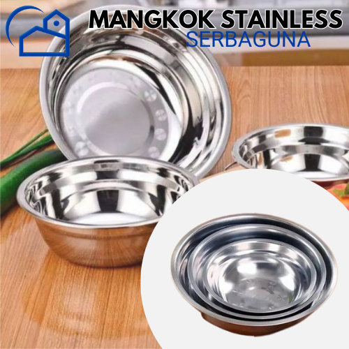 MANGKOK STAINLESS SERBAGUNA 14/16/18cm Baskom Stainless / Mangkok Staniless Steel Serbaguna homestation