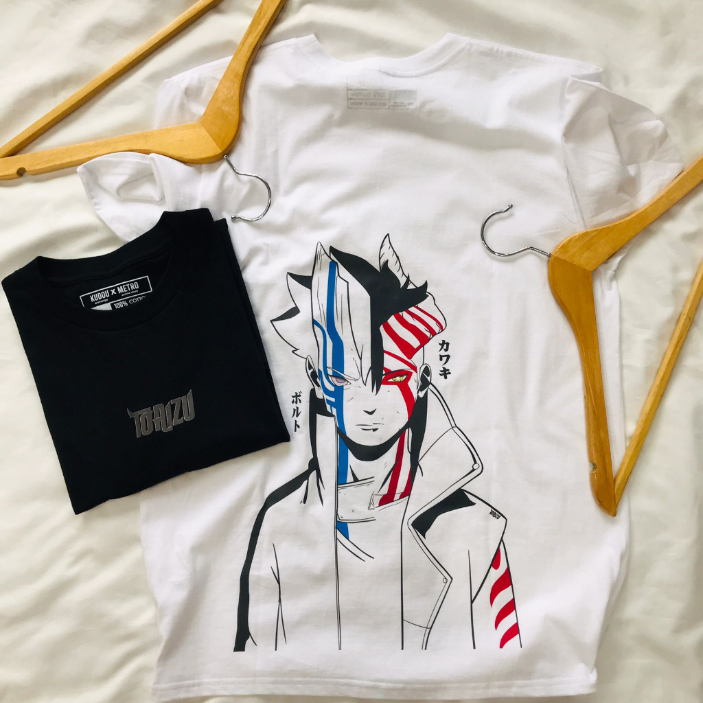 TORIZU Tshirt Boruto x Kawaki Karma WHITE Anime Manga Naruto Premium Unisex