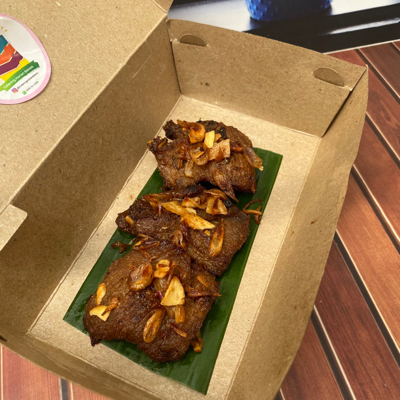 

Empal Sapi Lauk siap saji ready To eat Catering Harian Bekasi minimal order 6 pcs