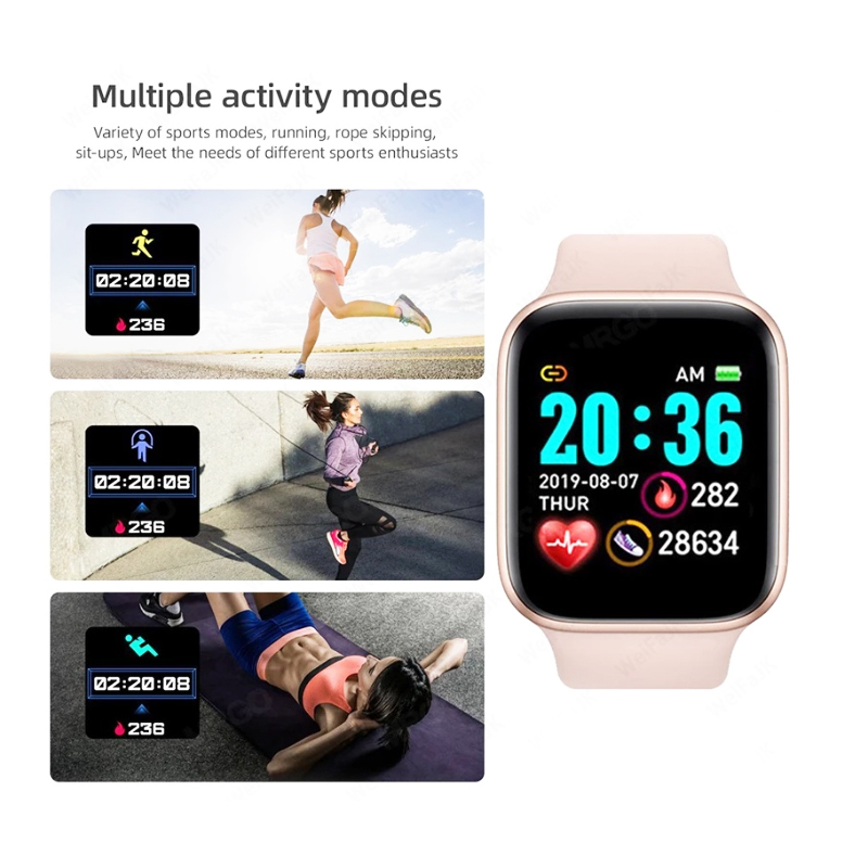 Y68S Smartwatch Bluetooth Smartband Fitness Tracker Colour Display HeartRate Waterproof Jam Tangan Pria Wanita Digital