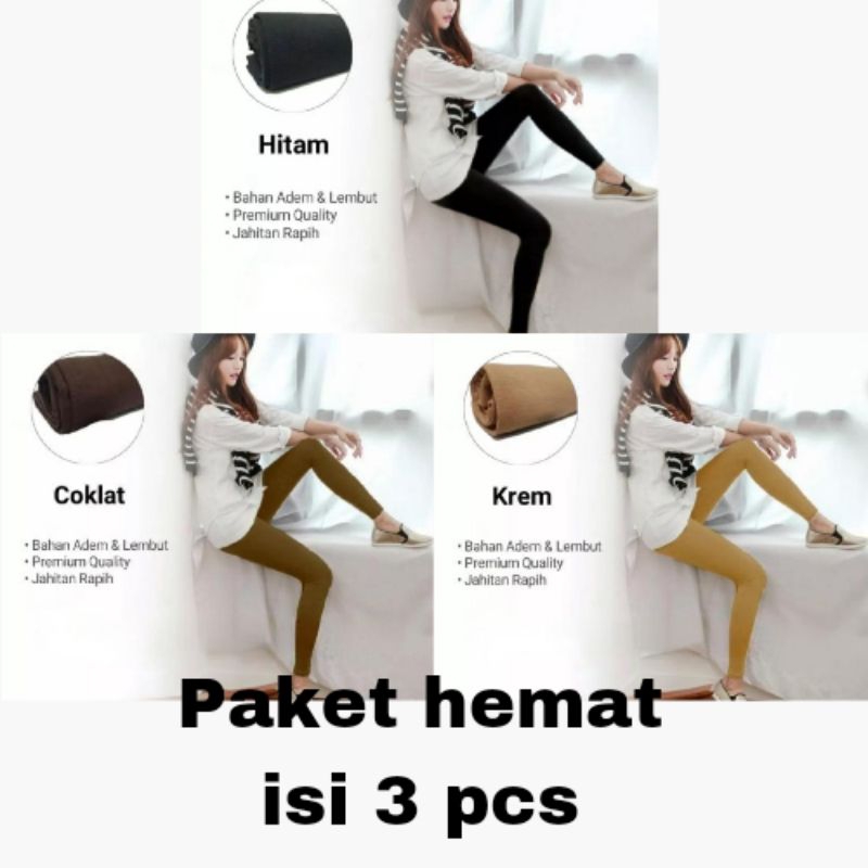 PAKET HEMAT ISI 3 PCS Celana Legging Bahan Kaos Rayon Legging Panjang Kaos Rayon