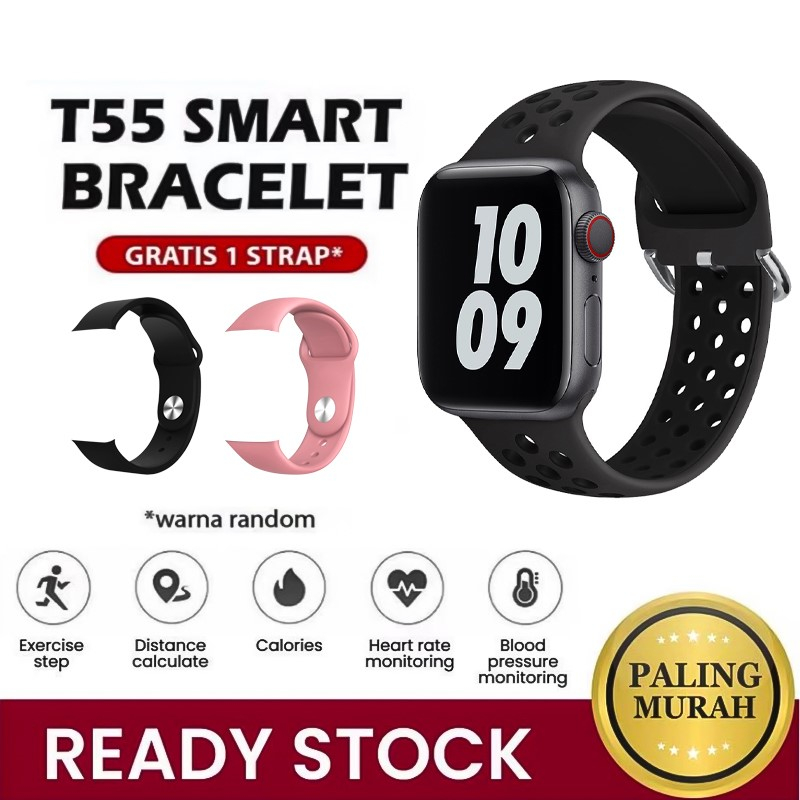 【COD】Jam tangan Smart watch T55 &amp; T500 Series 5 bluetooth smartwatch （Free Extra Watch Strap）- SW09