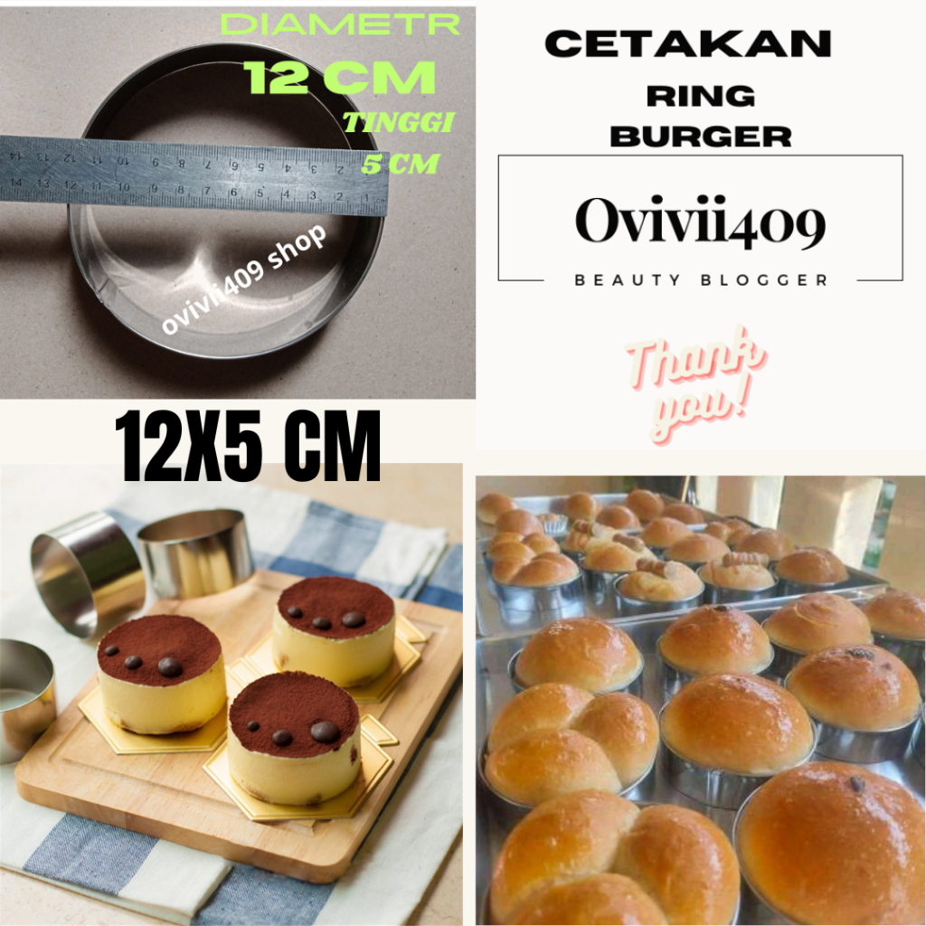 RING CUTTER ROTI BULAT uk 12x5cm,12x6cm,COOKIES CUTTER CETAKAN ROTI BURGER STAINLESS