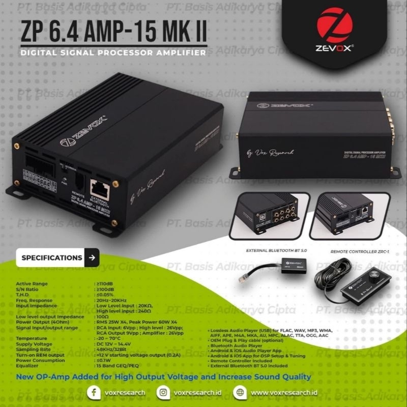 PROCESSOR ZEVOX ZP 6.4 AMP-15 MKII GARANSI RESMI