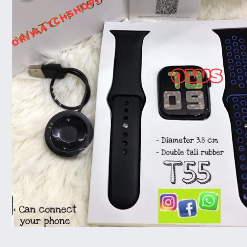 SMARTWATCHb T55 Double strap bisa telfon dan ganti walpaper bluetooth call