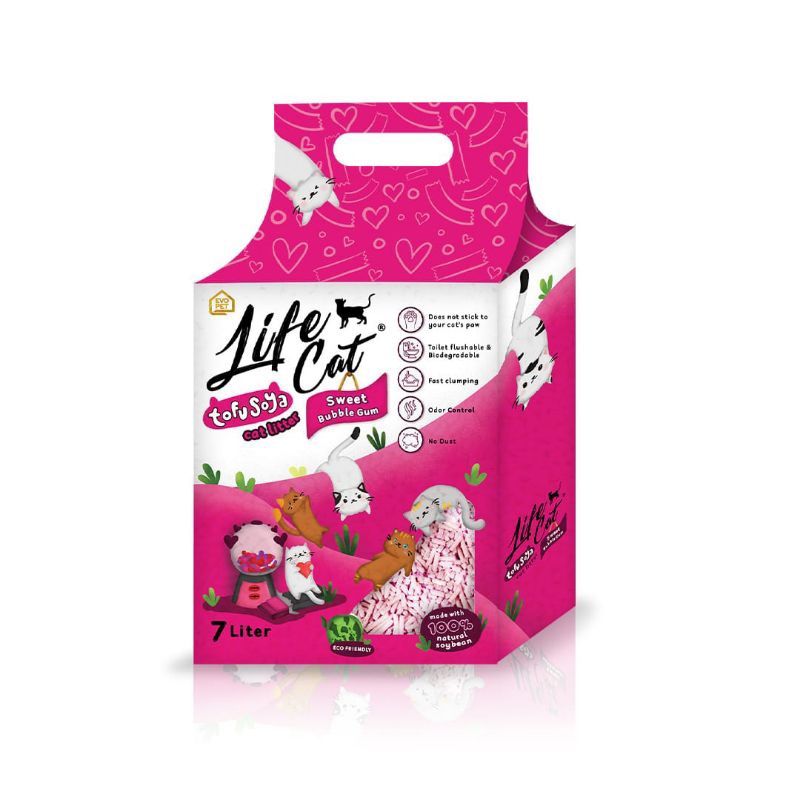 Terbaru pasir life cat tofu 7litter aroma sweet bubble gum kualitas bagus