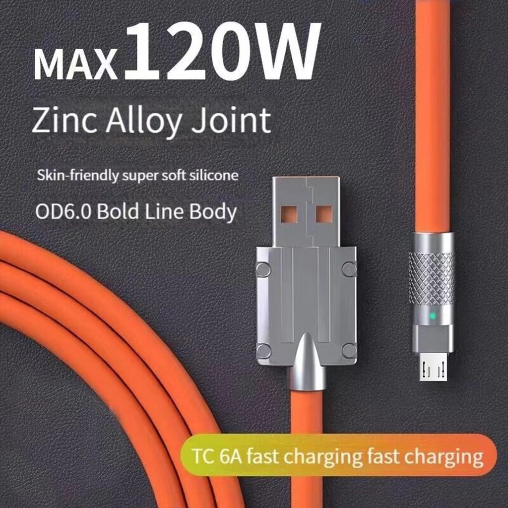 Fxing 120W Tipe-C Kabel Data 6A Fast Charging Zinc Alloy 120CM Length Data Cable