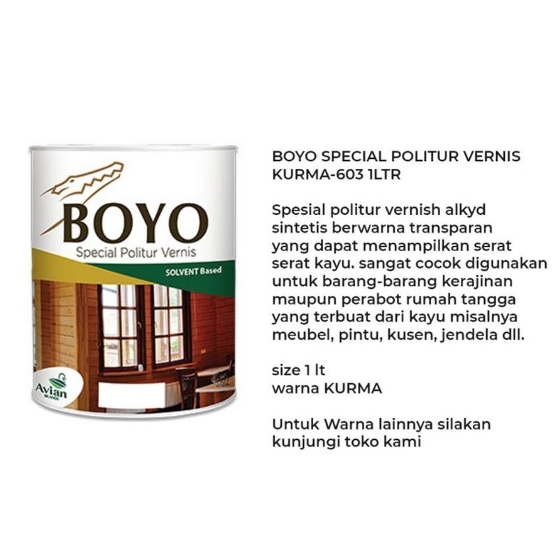 BOYO Politur Vernis Cat Kayu Vernis Boyo Special Politur Vernis 1 L