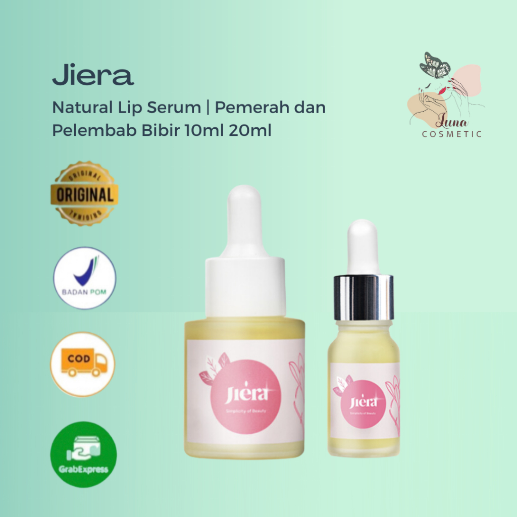 JIERA Natural Lip Serum - Varian 10ml 20ml - Pelembab dan Pemerah Bibir Alami Pertama di Indonesia