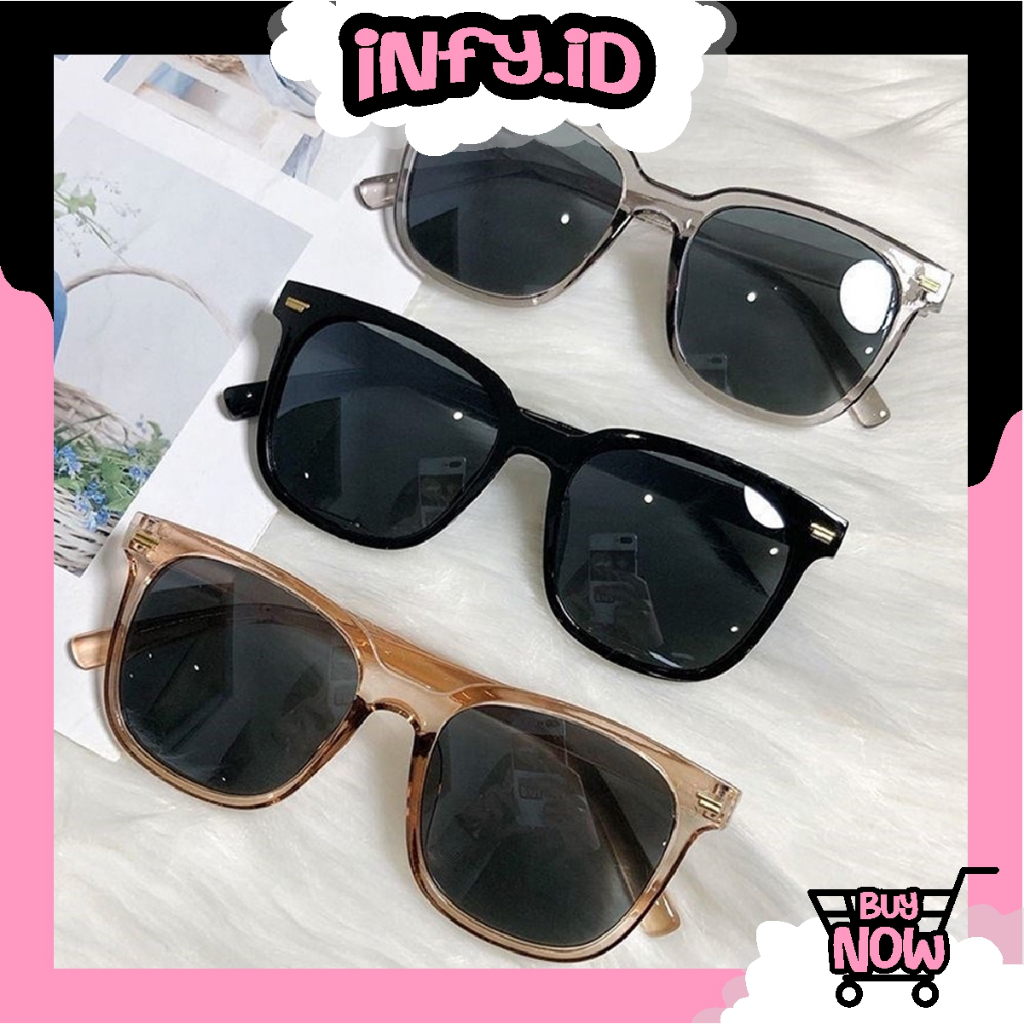 INFY - Kacamata Priawanita Frame Kotak Besar Lensa Cermin Flat Gaya Korea Retro G043