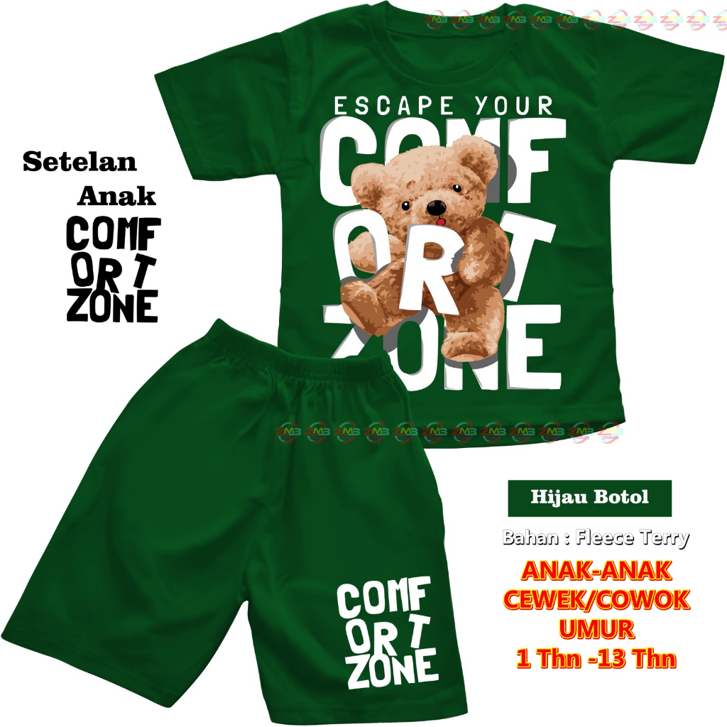 SETELAN ANAK PENDEK UNISEX CEWEK/COWOK BEAR BERUANG DIGITAL SABLON