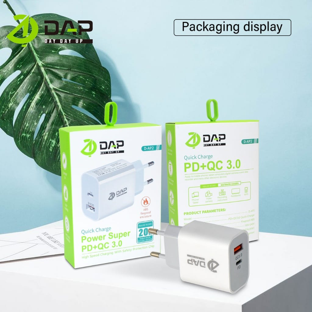 Batok Charger DAP D-AP2 Colokan USB dan TYPE-C Kepala Casan DAP D-AP2 USB dan C Adaptor Charger DAP D-AP2 USB dan TIPE C ORIGINAL