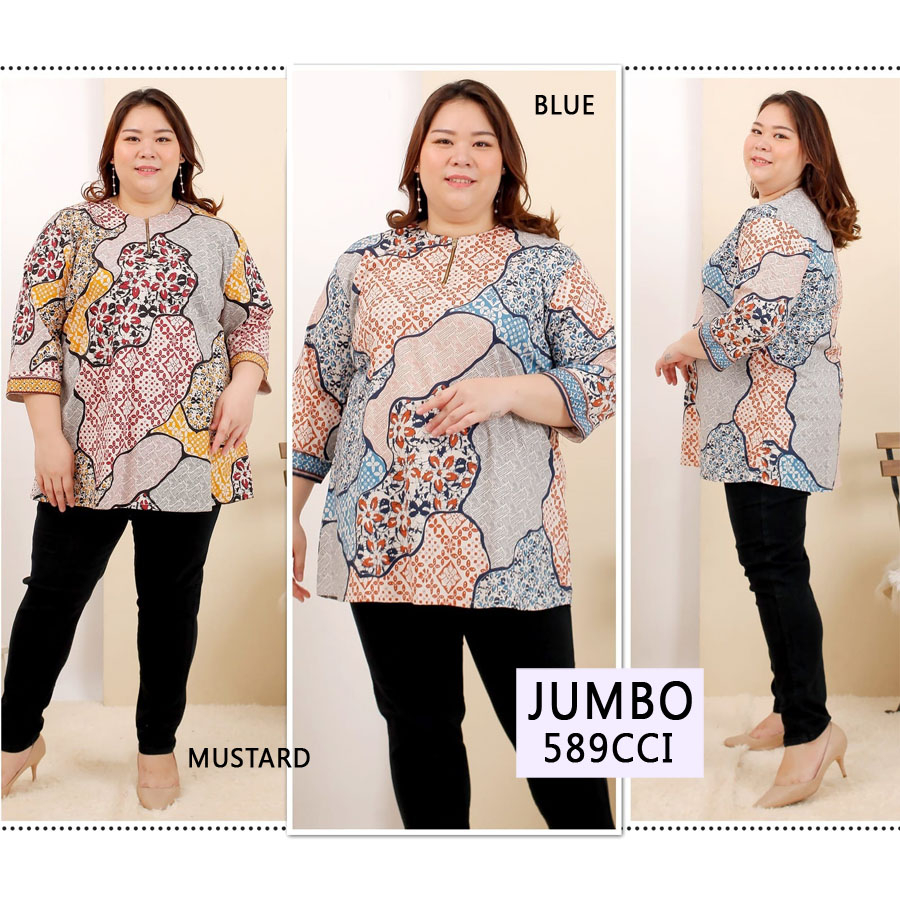 BIGCLO - (COD) LD 130-140cm Blouse Batik Super Jumbo 432 Bigsize Baju Atasan Wanita Big Size vol22