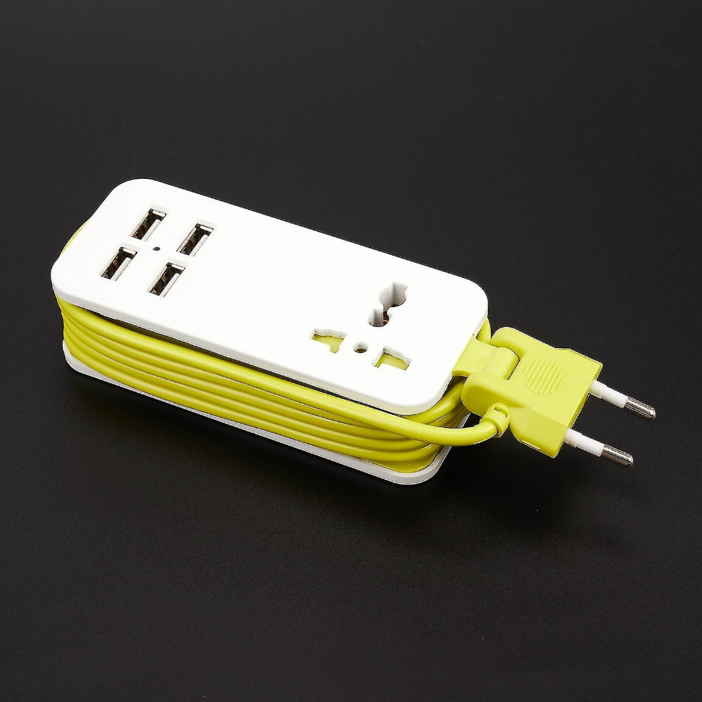 Stop Kontak Colokan Listrik Universal 4 USB Port EU Plug - S40N - White/Green