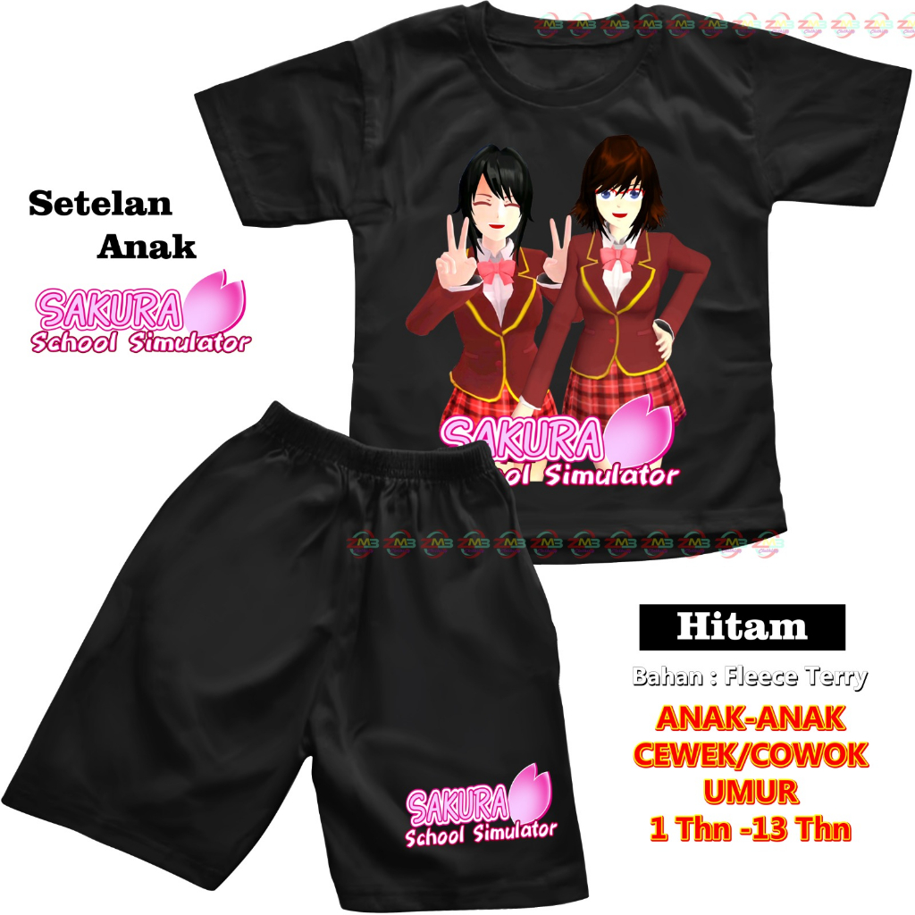 SETELAN ANAK PENDEK UNISEX CEWEK/COWOK SAKURA DIGITAL SABLON