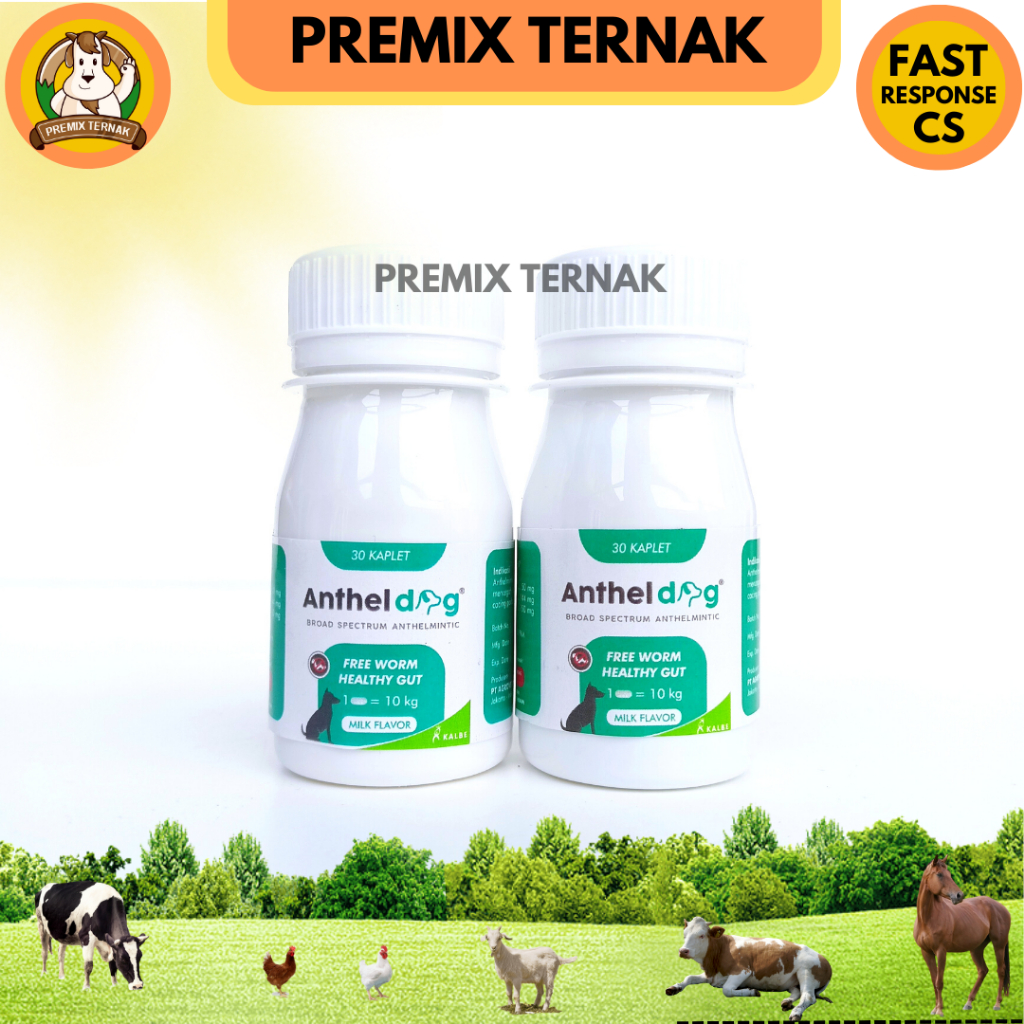 ANTHEL DOG 30 tablet (KEMASAN BOTOL) - Obat cacing anjing like DRONTAL DOG PLUS TASTY