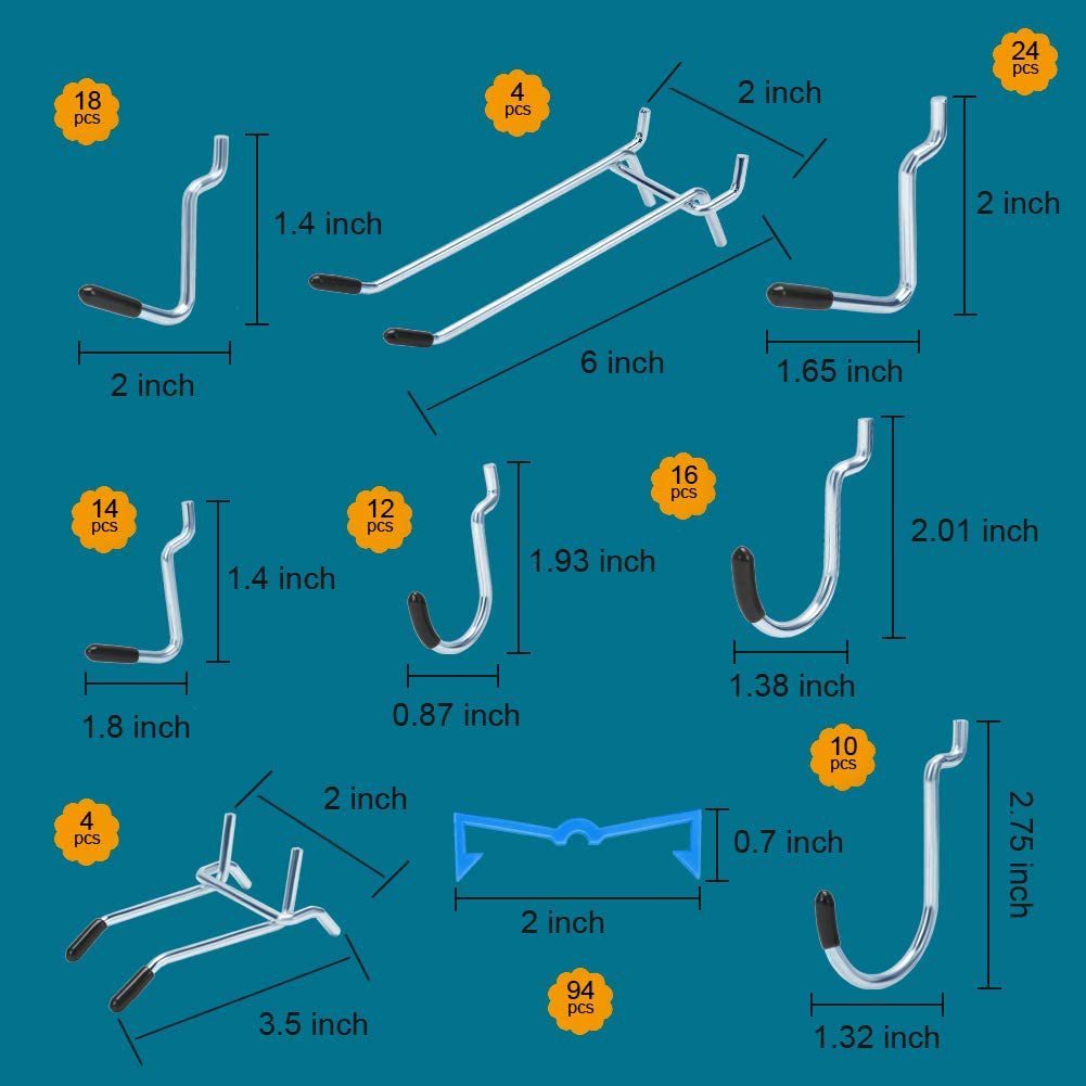 【248 PCS】Pegboard Pengait/Gantungan Pegboard/Hooks Pegboard Assortment