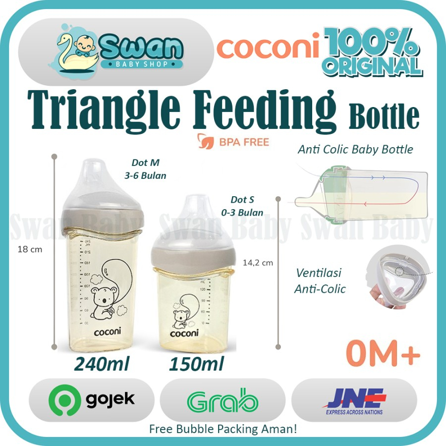 Coconi Triangle Feeding Bottle PPSU 150/240ML / Botol Susu Anak PPSU