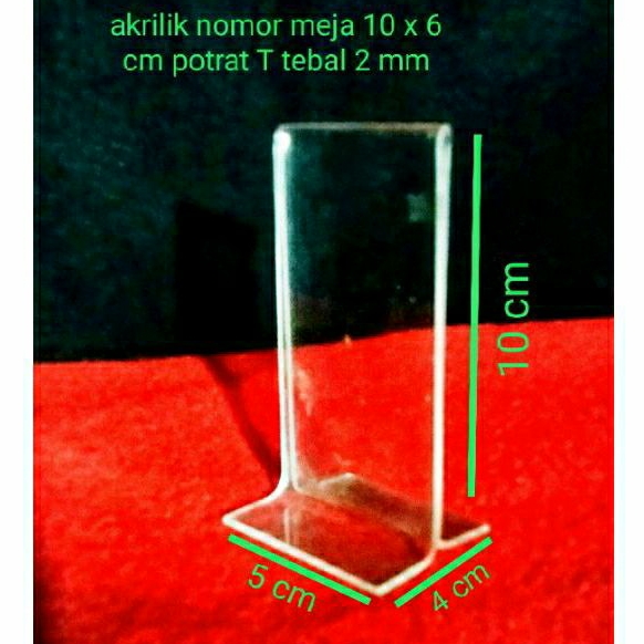 

akrilik no meja uk 10 x 5 cm potrait T tebal 2 mm
