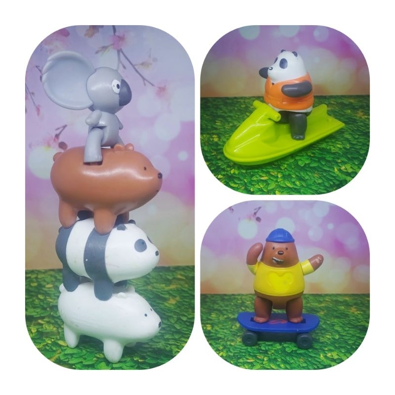 Mainan seken mcd we bare bears nom nom, we bare bears skateboard, we bare bears pan pan figure wbb, 