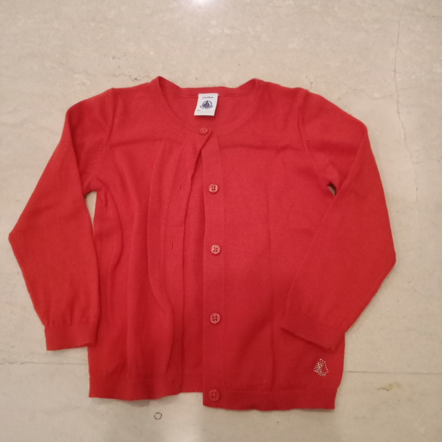 Preloved Cardigan anak red Petit Bateau 24months