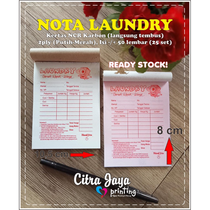 

[READY STOCK] Buku Nota Laundry 1/8F - NCR 2ply Kecil / Nota Bon Kontan Murah Meriah Rangkap 2 Ply Usaha Londry Laundri Londri Cuci Pakaian Dry Clean Baju Celana Setrika ReadyStock Siap Kirim