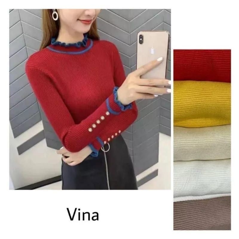 Kriwil Inner Rajut/Button Kancing Tangan Panjang/Baju Rajut Wanita Kekinian