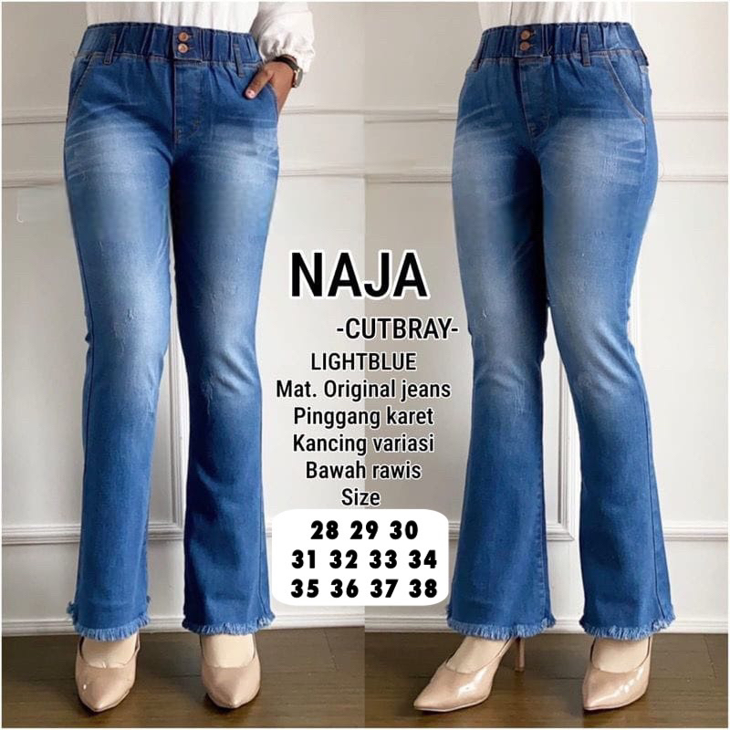 NAJA JEANS CUTBRYA PINGGANG KARET SOBEK CAKAR BAWAH RAWIS