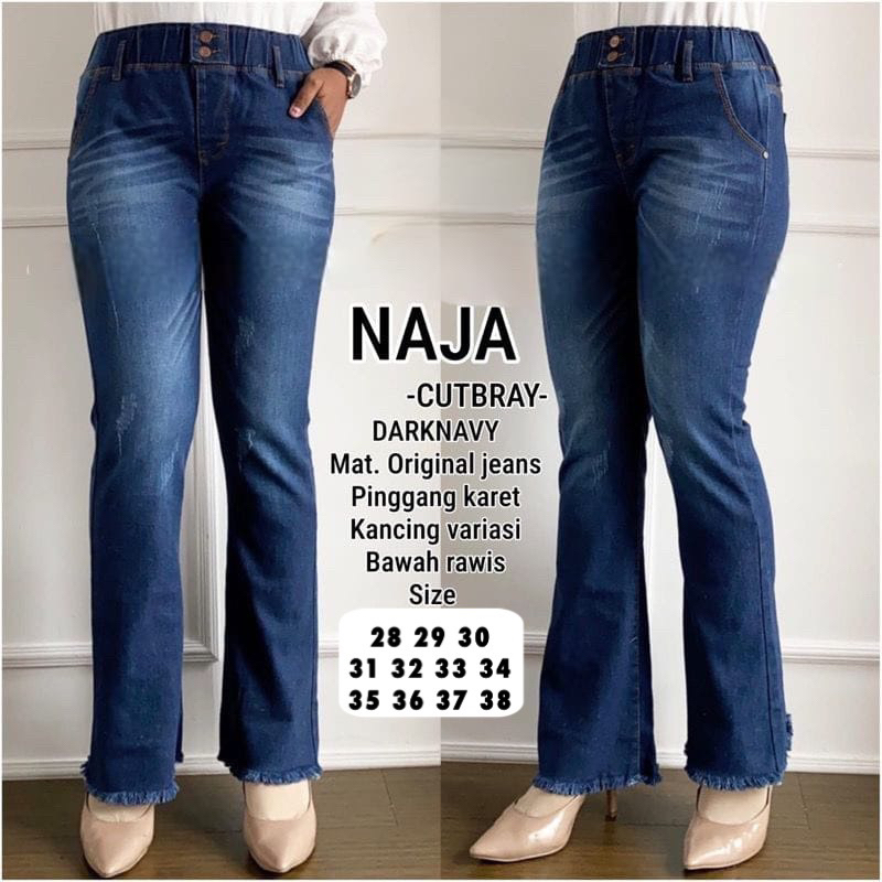 NAJA JEANS CUTBRYA PINGGANG KARET SOBEK CAKAR BAWAH RAWIS