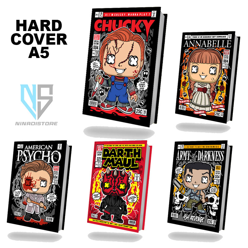 

Buku Ukuran a5 Pocket Book/Notebook Hardcover A5 isi polos dan garis Gambar cover horror cute