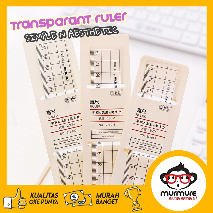 

MURMURE | 20CM 18CM 15CM PENGGARIS TRANSPARAN GRID RULER SET LUCU AESTHETIC