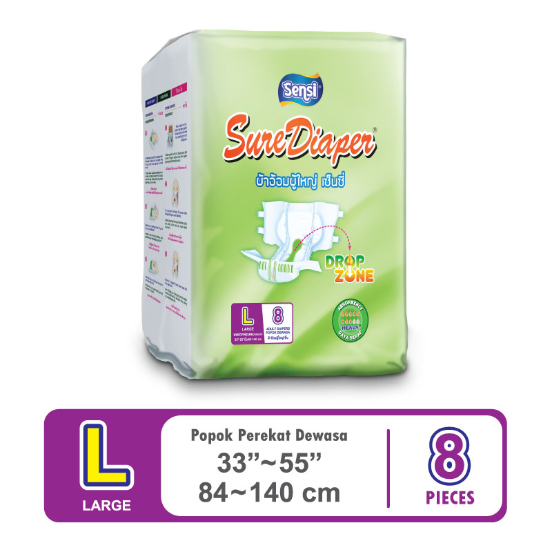 Popok Perekat Dewasa SENSI SURE DIAPER S11/M10/L8/XL6