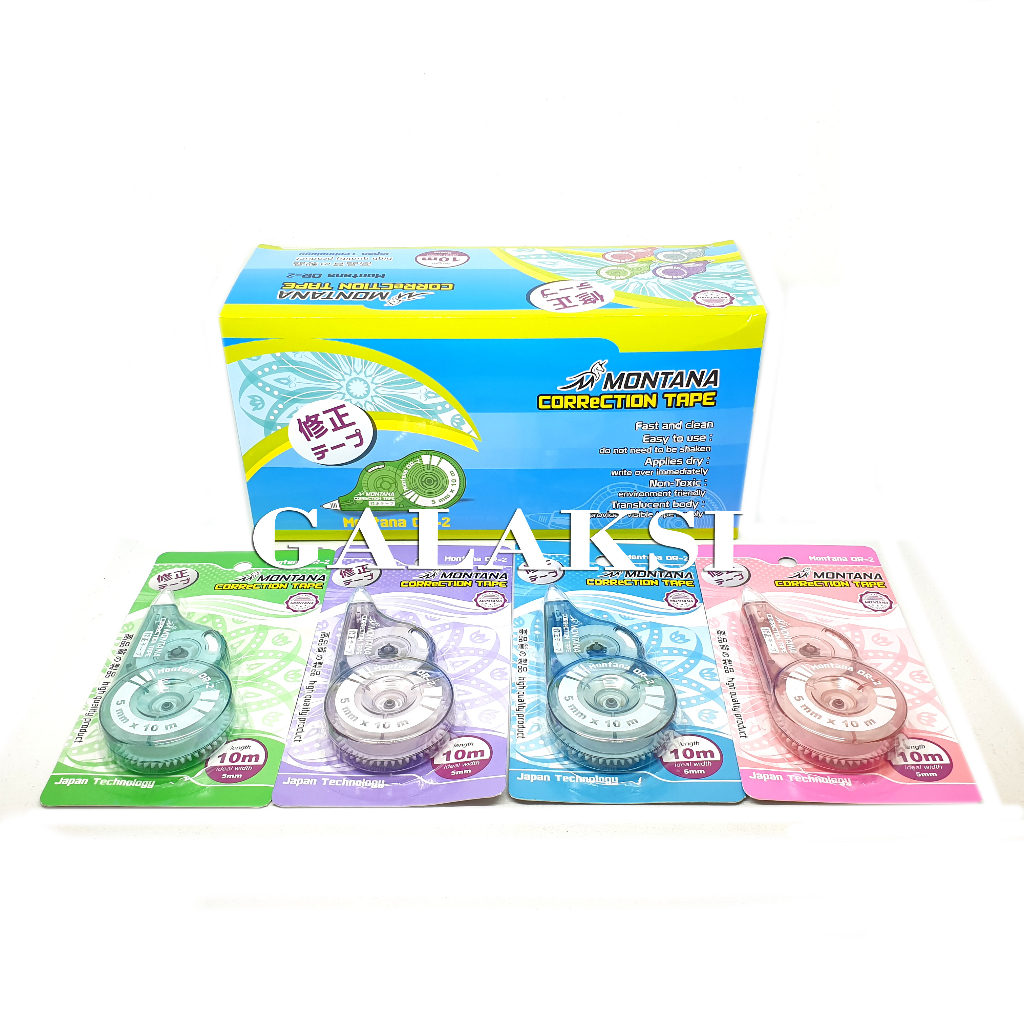 

[BOX/12 PC] CORRECTION TAPE / PITA KOREKSI / TIP EX PITA MONTANA OR-2 (10M X 5MM)