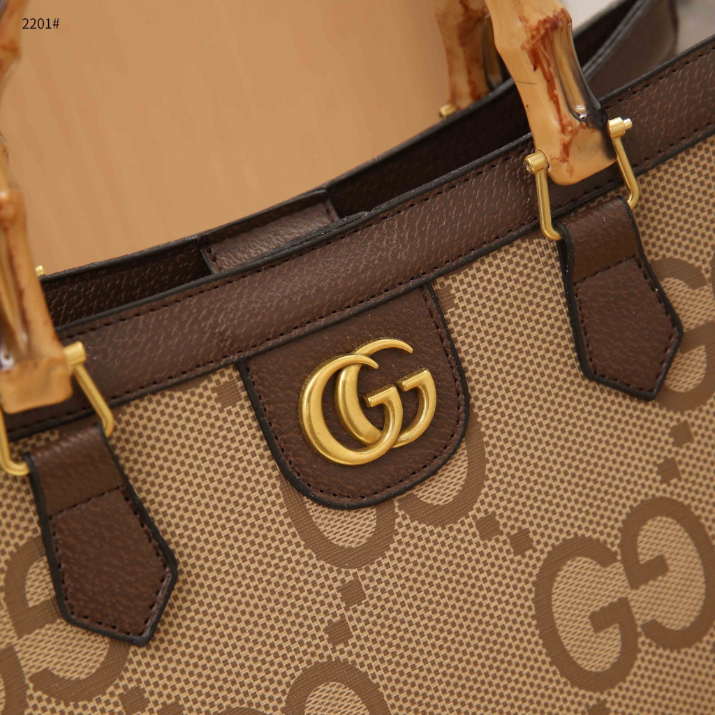 GC 2201New Pvc Leather Bamboo-Handle Tote Bag