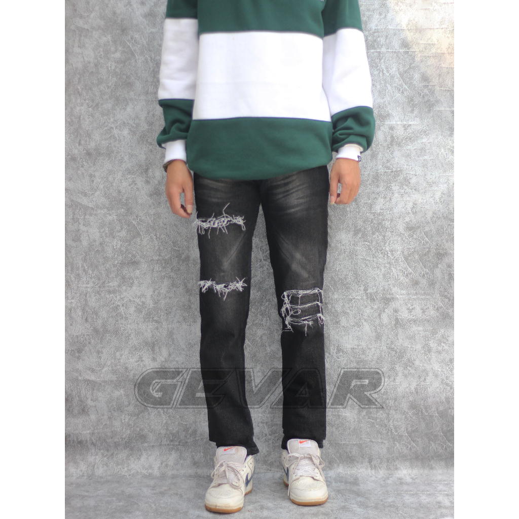 GEVAR Celana Jeans Ripped Sobek Tidak Tembus