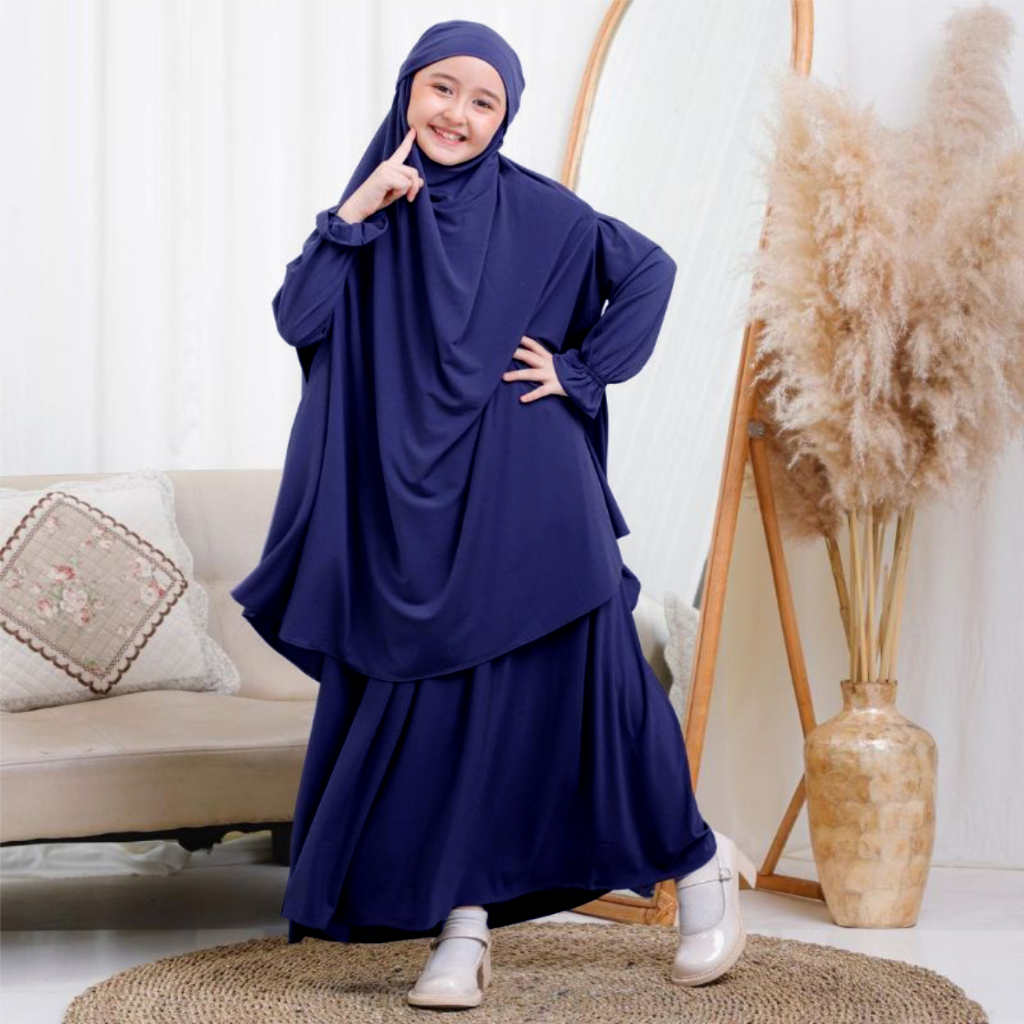 FenishaStore Gamis Anak Perempuan full set french khimar New Fatimah Set Usia 7-12 Tahun Bisa Bayar Ditempat COD