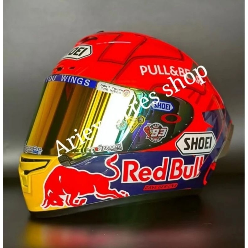 HELM FULL FACE SHOEI X14 MARQUEZ 7 | HELM IMPORT SHOEI CLONE 1:1