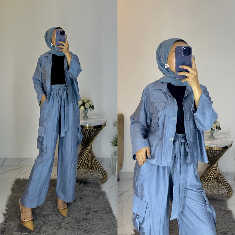 oneset cargo wanita baca deskripsi