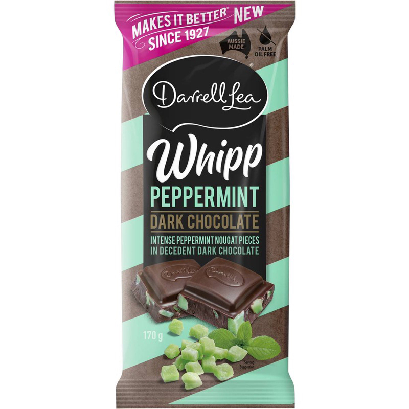 

Darrell Lea Whipp Peppermint Dark Chocolate Block 170g - Australia