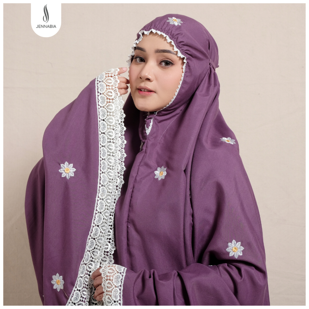 JENNABIA - Mukena Dewasa Katun Premium Bordir Cantik Florine Mewah Terbaru Murah