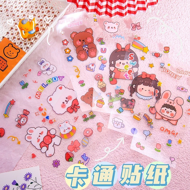 

6pcs Cute Korean Cartoon Sticker / Stiker Dekorasi Journal Aesthetic Bujo Siker Kartun Lucu