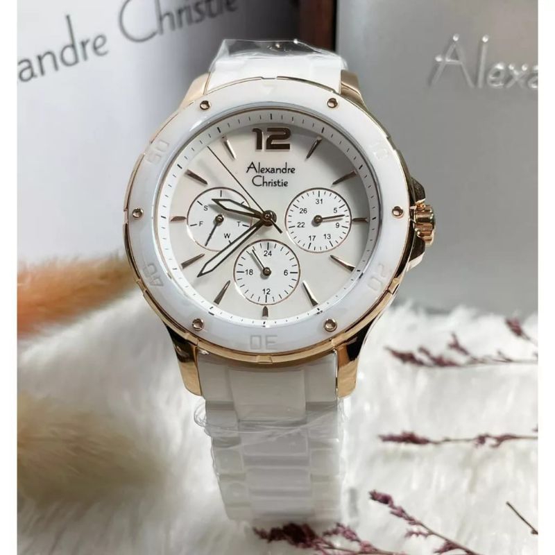 Jam tangan Wanita Alexandre Christie Ac2438 Keramic  Original