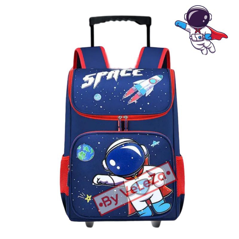 Tas Ransel Troli Anak Astronot Space Free Botol Minum - Tas anak