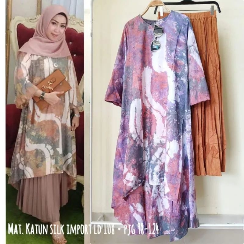 Long Tunik Cantika Tie Dye Terbaru / Tunik Cotton Mikro / Tunik Silk/Tunik Tie Dye / Tunik Palembang / Tunik Murah / Atasan Wanitab/ Pakaian Wanita / Tunik Bestseller / Tunik Palembang / Tunik