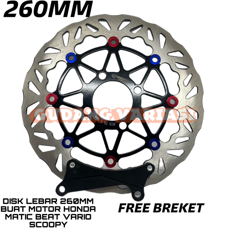 PIRINGAN DISK CAKRAM HONDA BEAT VARIO SCOOPY LEBAR 260MM PLUS BREKET