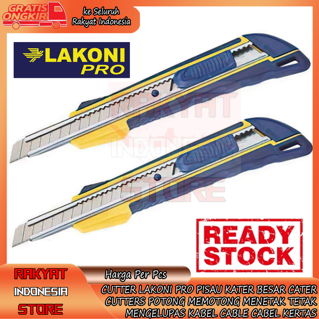 

CUTTER LAKONI PRO 9MM PISAU KATER BESAR CATER PISO CUTTERS TAJAM TAJEM POTONG MEMOTONG MENETAK MENGELUPAS KABEL CABLE CABEL KERTAS MESIN KUTER JUMBO PLASTIK PELASTIK GUNTING PISOU MODEL GESER BLADE KARTER CARTER CURTER
